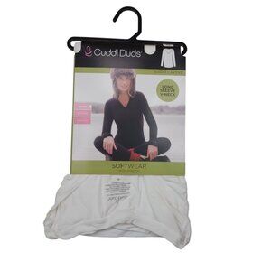 Cuddl Duds XL Softwear Top V-Neck White Long Sleeve Stretch Modal Blend Warm